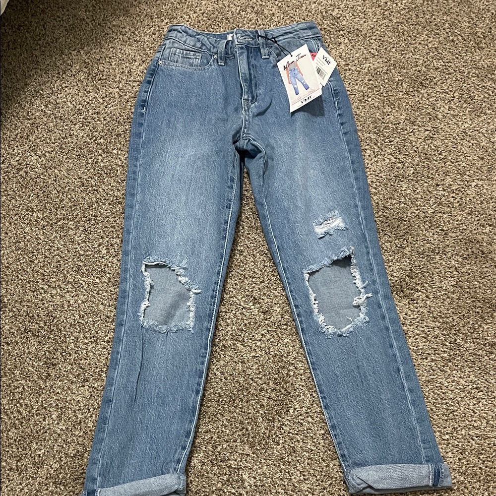 YMI Blue Ripped Boyfriend Jeans